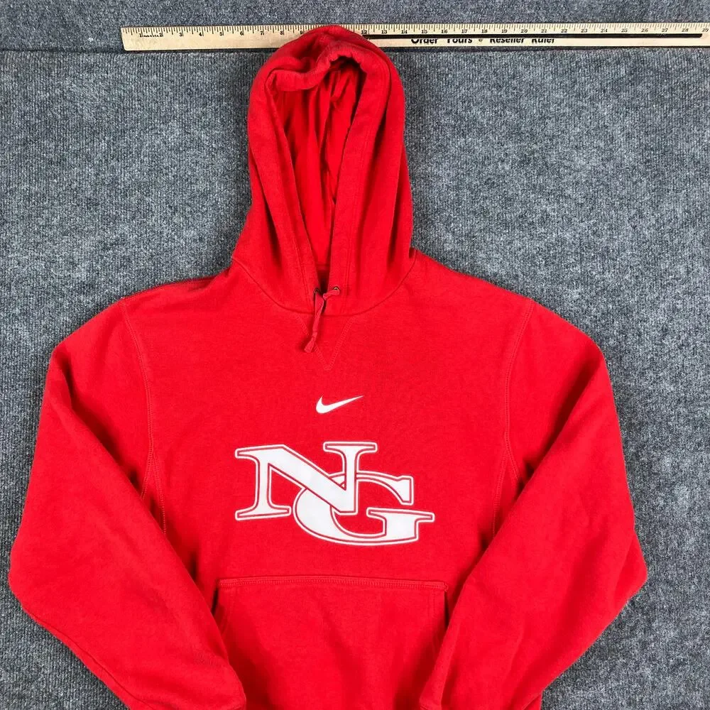 Nike Hoodie Mens‎ M Red NG Logo Pullover Fleece Long Sleeve Athletic Sweatshirt